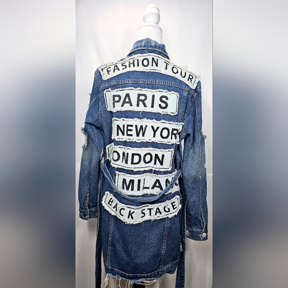 Small Distressed Denim Jacket Dress with Fashion Tour Design - Picture 5 of 6